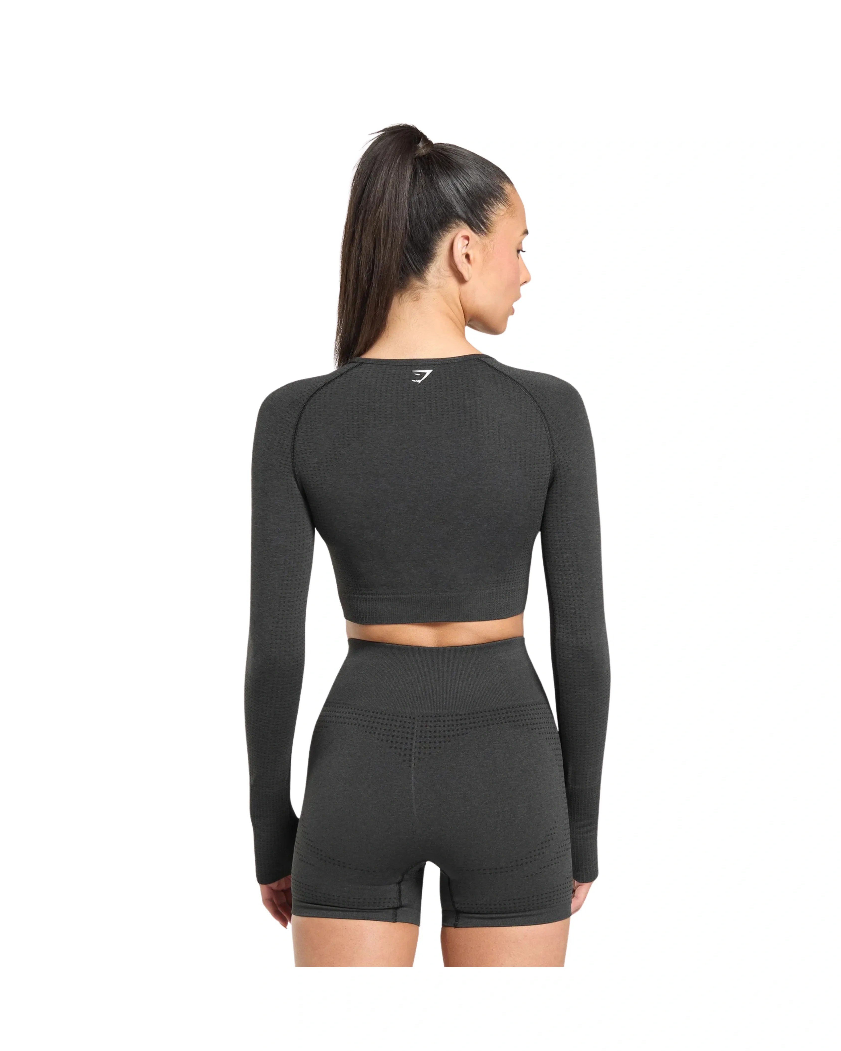 Gymshark Vital Crop Top Black Marl - HypeFly India View 2