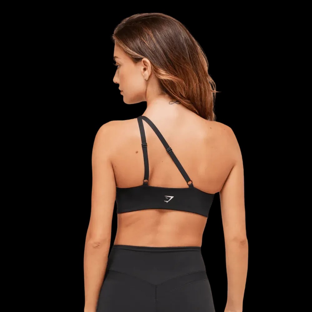 Gymshark One Shoulder Sports Bra Black - HypeFly India View 2
