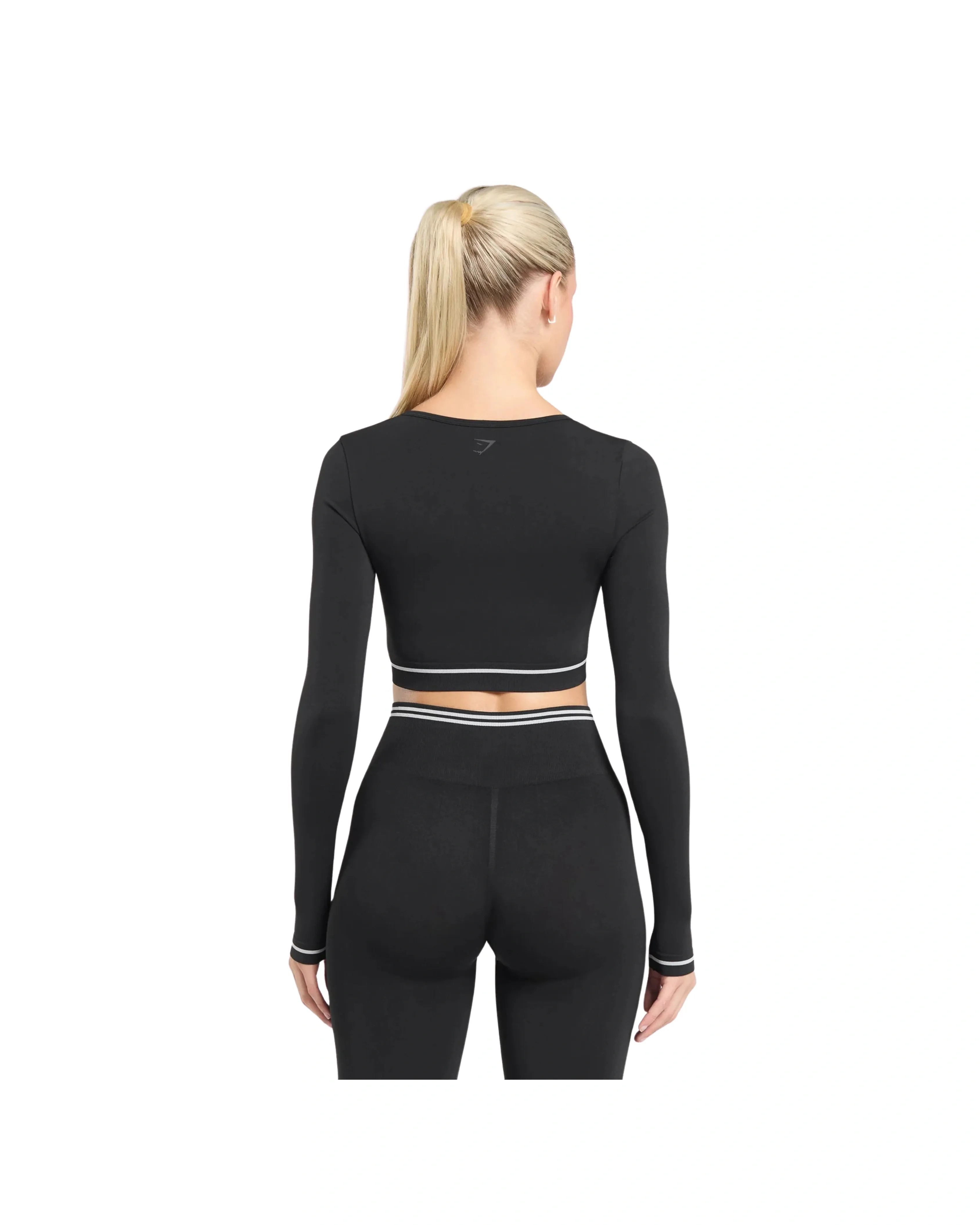 Gymshark Contrast Seamless Crop Top Black - HypeFly India View 2