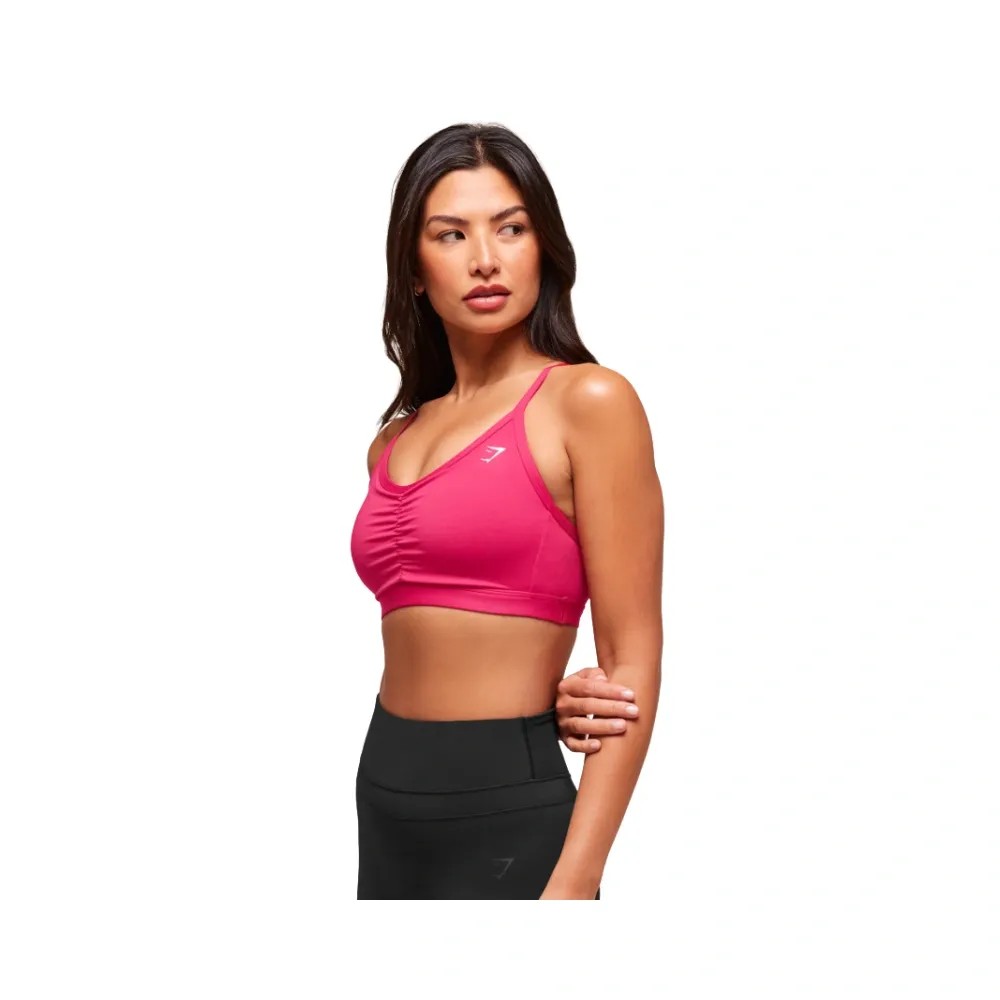 Gymshark Ruched Sports Bra - Medium Support Build Pink - HypeFly India View 5