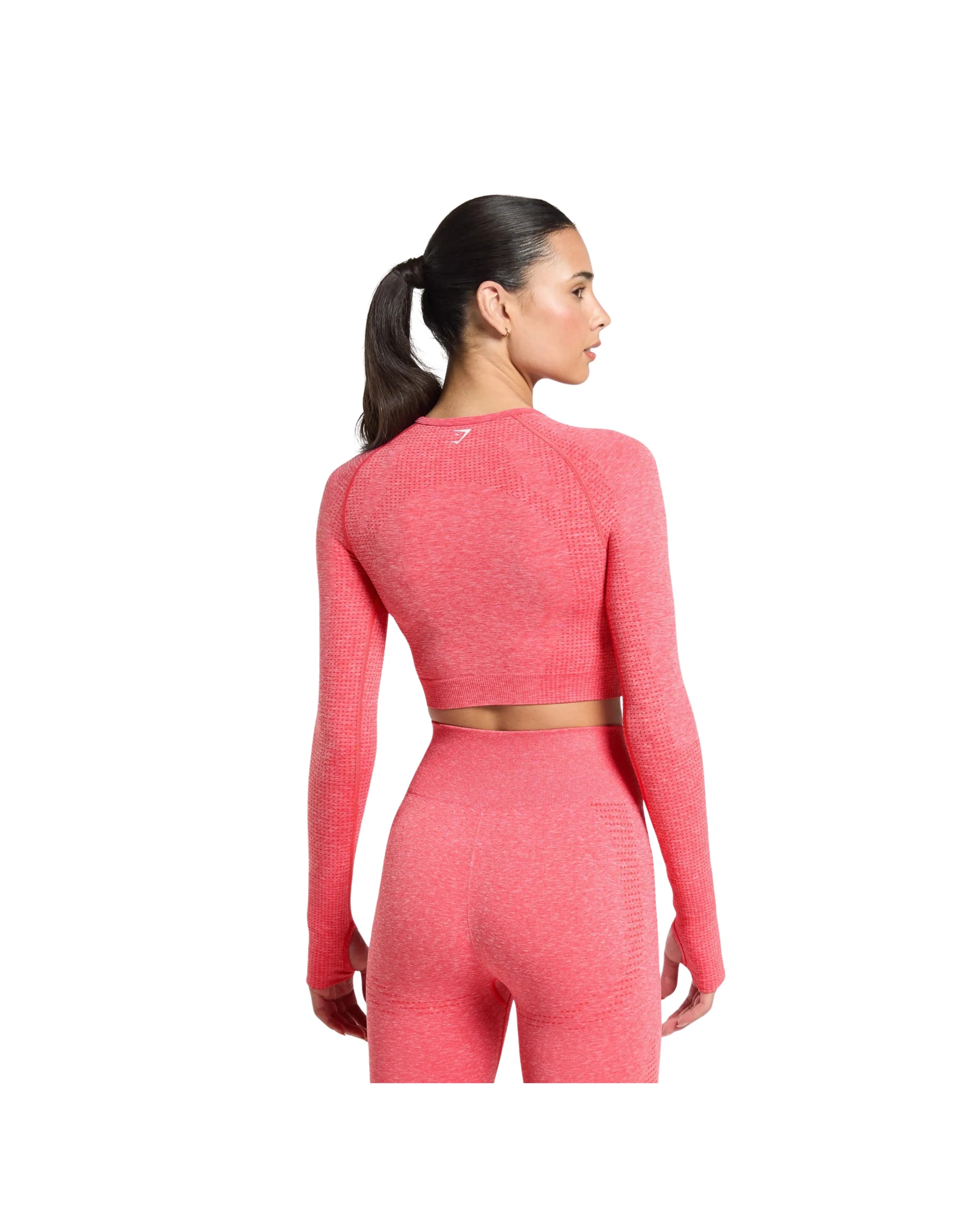 Gymshark Vital Crop Top Coral Red Marl - HypeFly India View 2