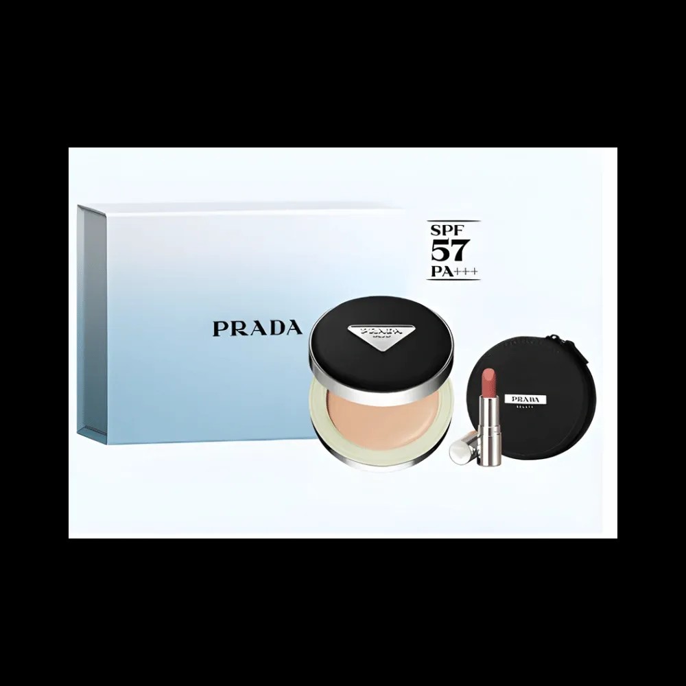 Prada 2026 New Year Limited Edition Nylon Cushion Foundation Clean Blue Makeup Gift Set - HypeFly India View 2