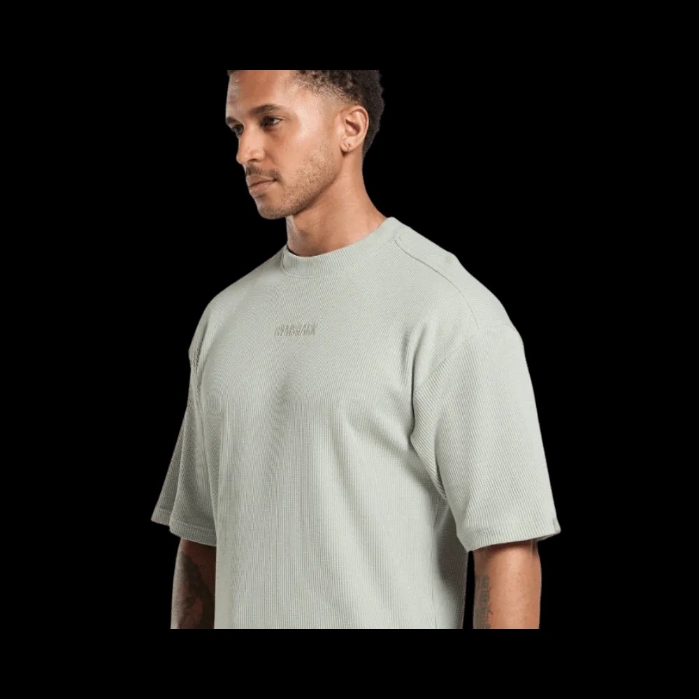 Gymshark Waffle Oversized T-Shirt Stone Grey - HypeFly India View 4