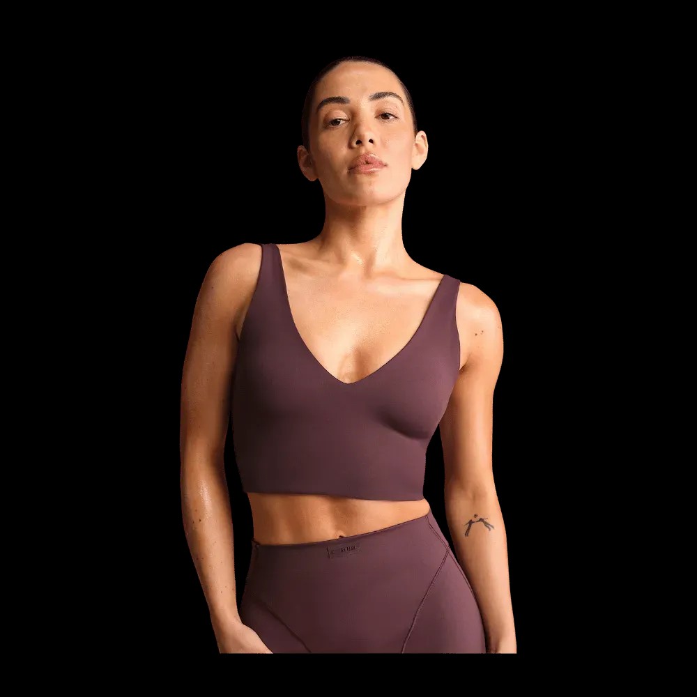 Nike X Skims Matte Women's V-Neck Long-Line Bra CURRANT - HypeFly India View 1