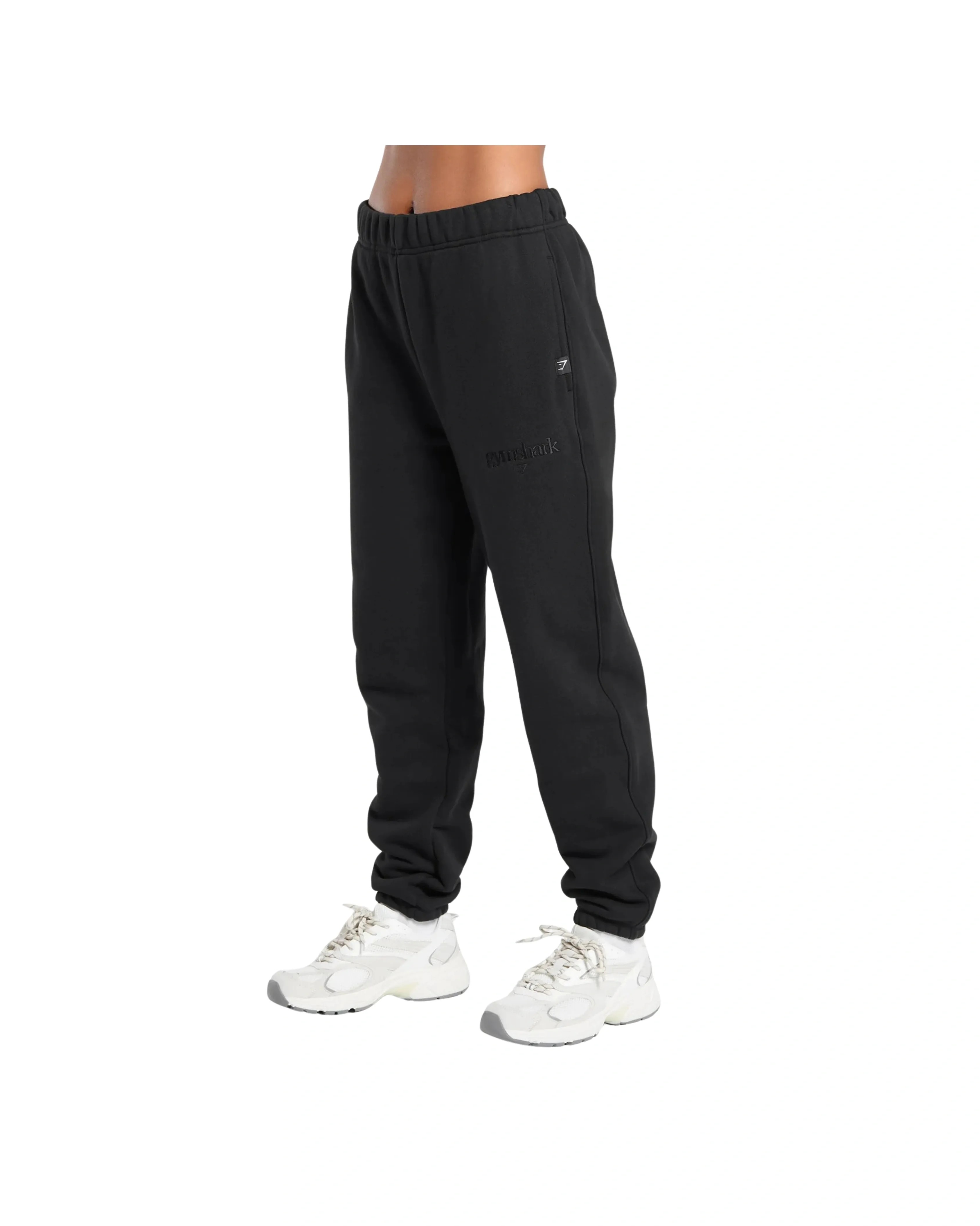 Gymshark Embroidered Logo Oversized Joggers Black - HypeFly India View 3