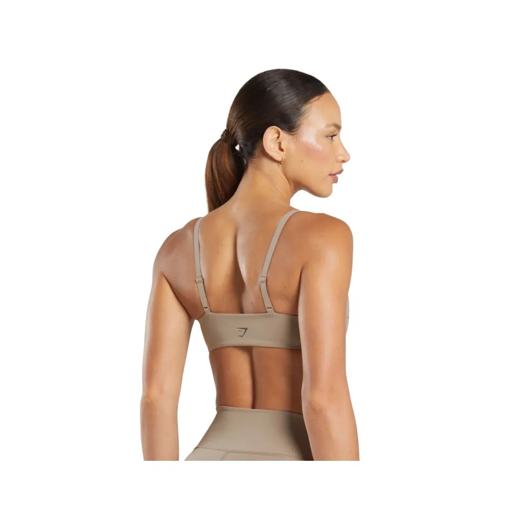 Gymshark Elevate Ruched Sports Bra - Light Support Lifestyle Brown - HypeFly India View 2