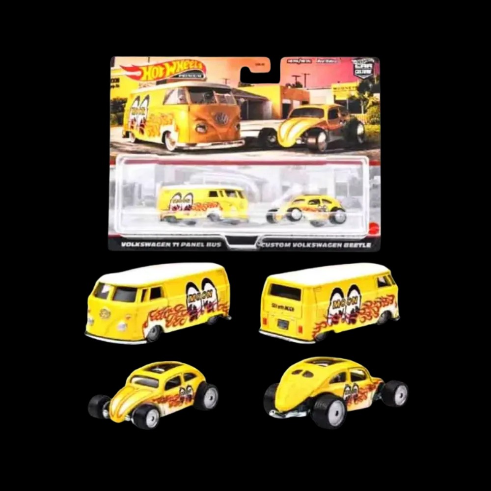 Hot Wheels Premium Car Culture Volkswagen T1 Panel Bus & Beetle 2-Pack Set - HypeFly India View 2