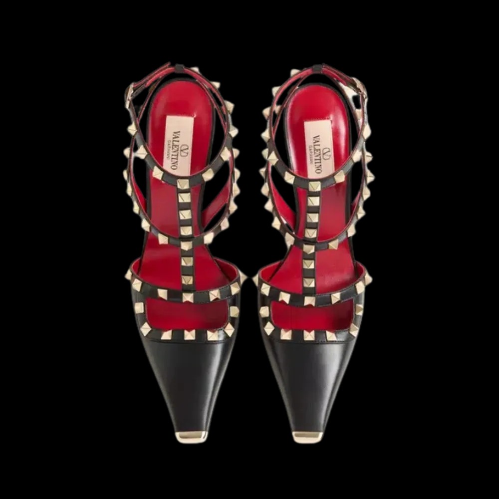 Valentino Rockstud Kidskin Pumps 100mm Black - HypeFly India View 2