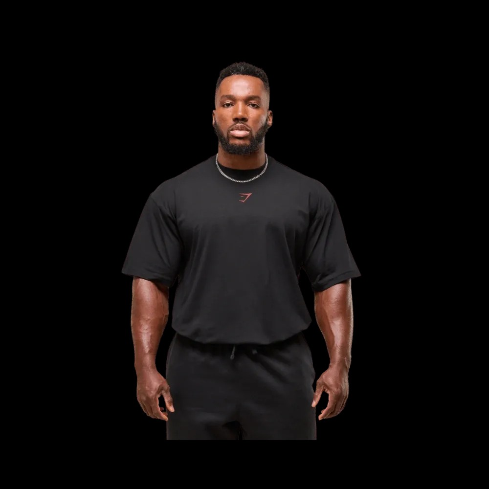 Gymshark Power T-Shirt Oversized Fit Black/Conditioning Red - HypeFly India View 5