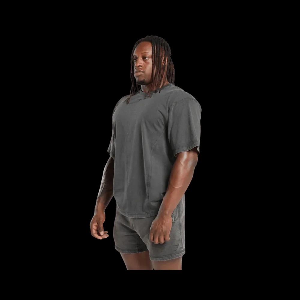 Gymshark Heritage Washed T-Shirt Oversized Fit Onyx Grey - HypeFly India View 2