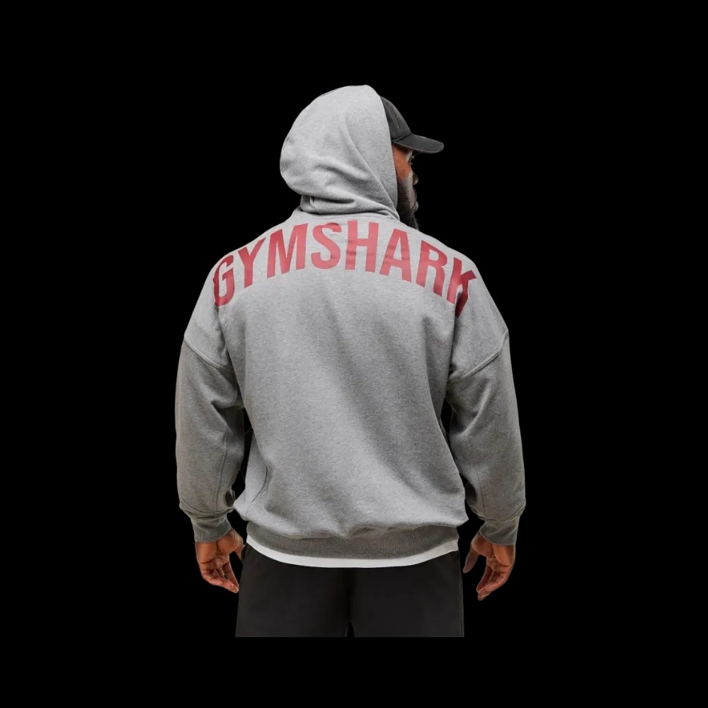 Gymshark Power Zip Up Hoodie Oversized Fit Charcoal Core Marl - HypeFly India View 2