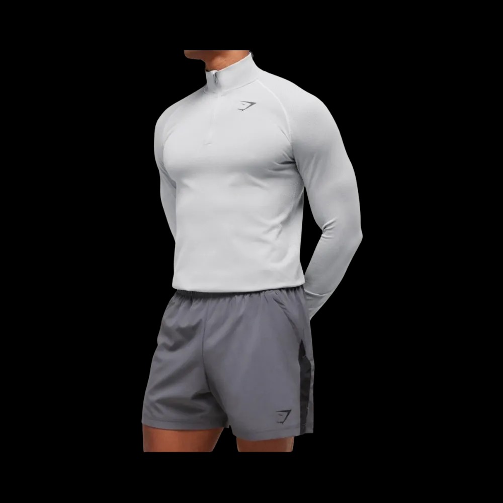 Gymshark Vital Seamless 1/4 Zip Slim Fit Light Grey/Smokey Grey - HypeFly India View 3