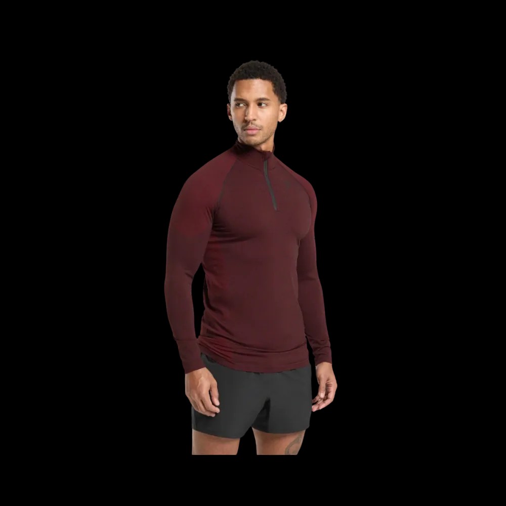 Gymshark Vital Seamless 1/4 Zip Slim Fit Black/Sets Red - HypeFly India View 5
