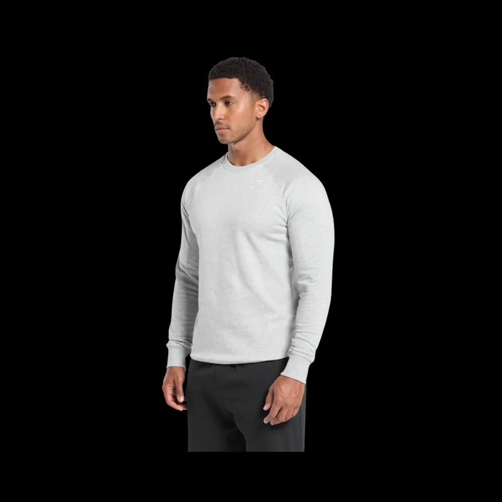 Gymshark Crest Sweatshirt Slim Fit Light Grey Marl - HypeFly India View 4