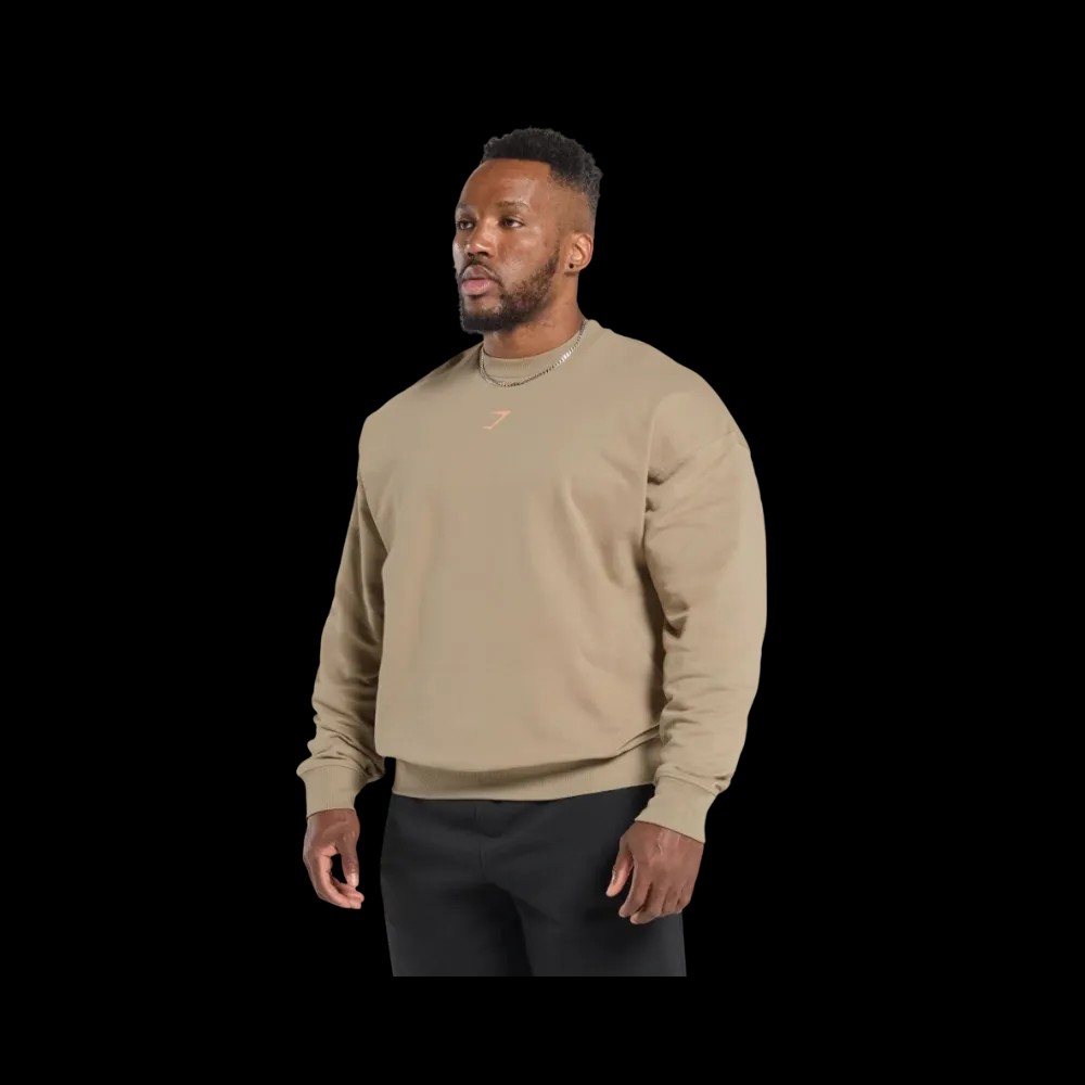 Gymshark Trophy Graphic Crew Oversized Fit Cement Brown - HypeFly India View 2