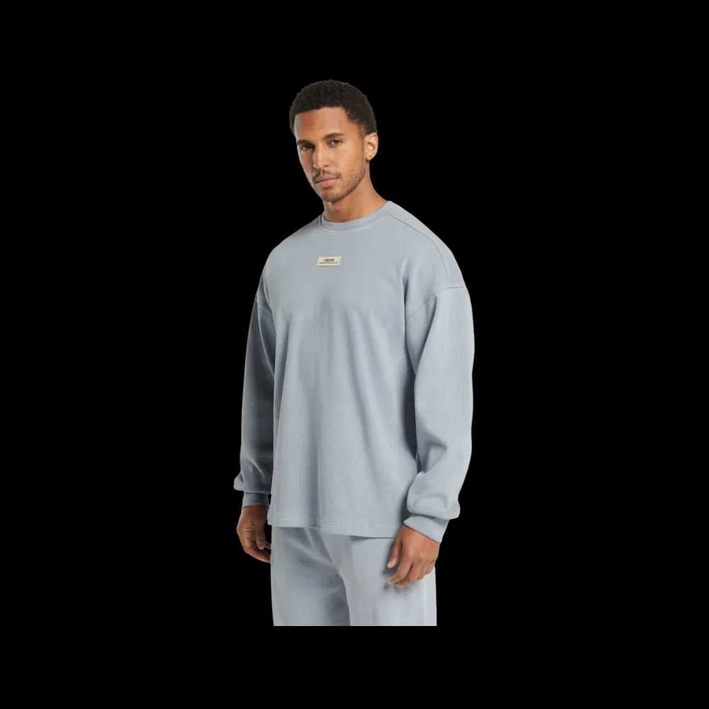Gymshark Heavyweight Rib Crew Oversized Fit Denim Grey - HypeFly India View 4