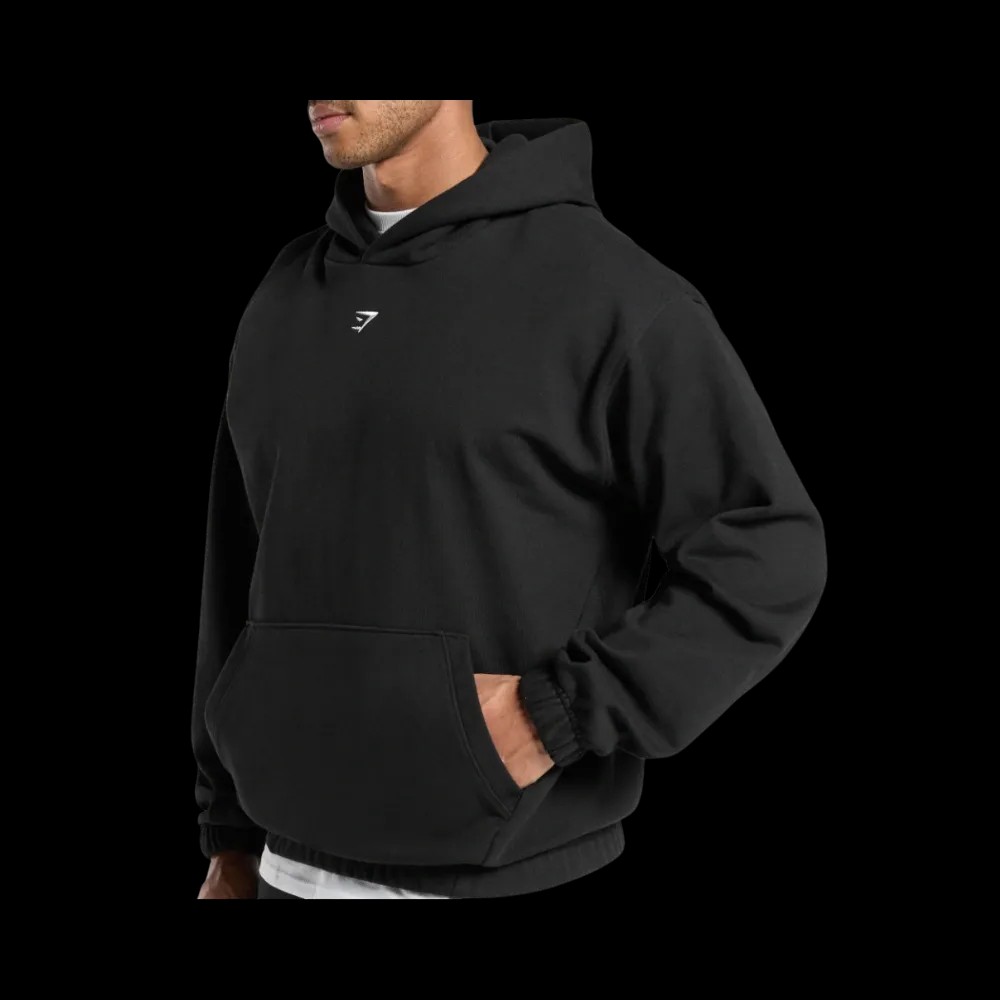 Gymshark Rest Day Essentials Hoodie Oversized Fit Black - HypeFly India View 4