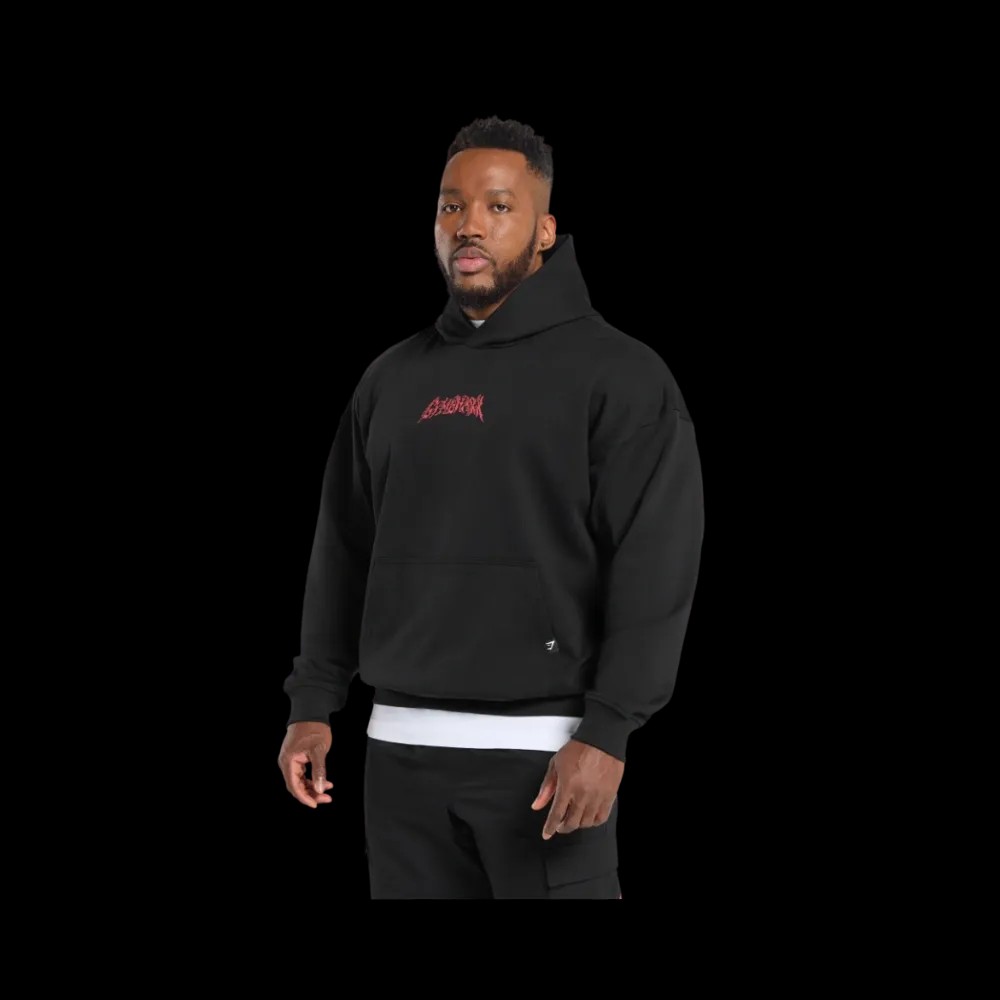 Gymshark Metal Lifting Graphic Hoodie Oversized Fit Black - HypeFly India View 5
