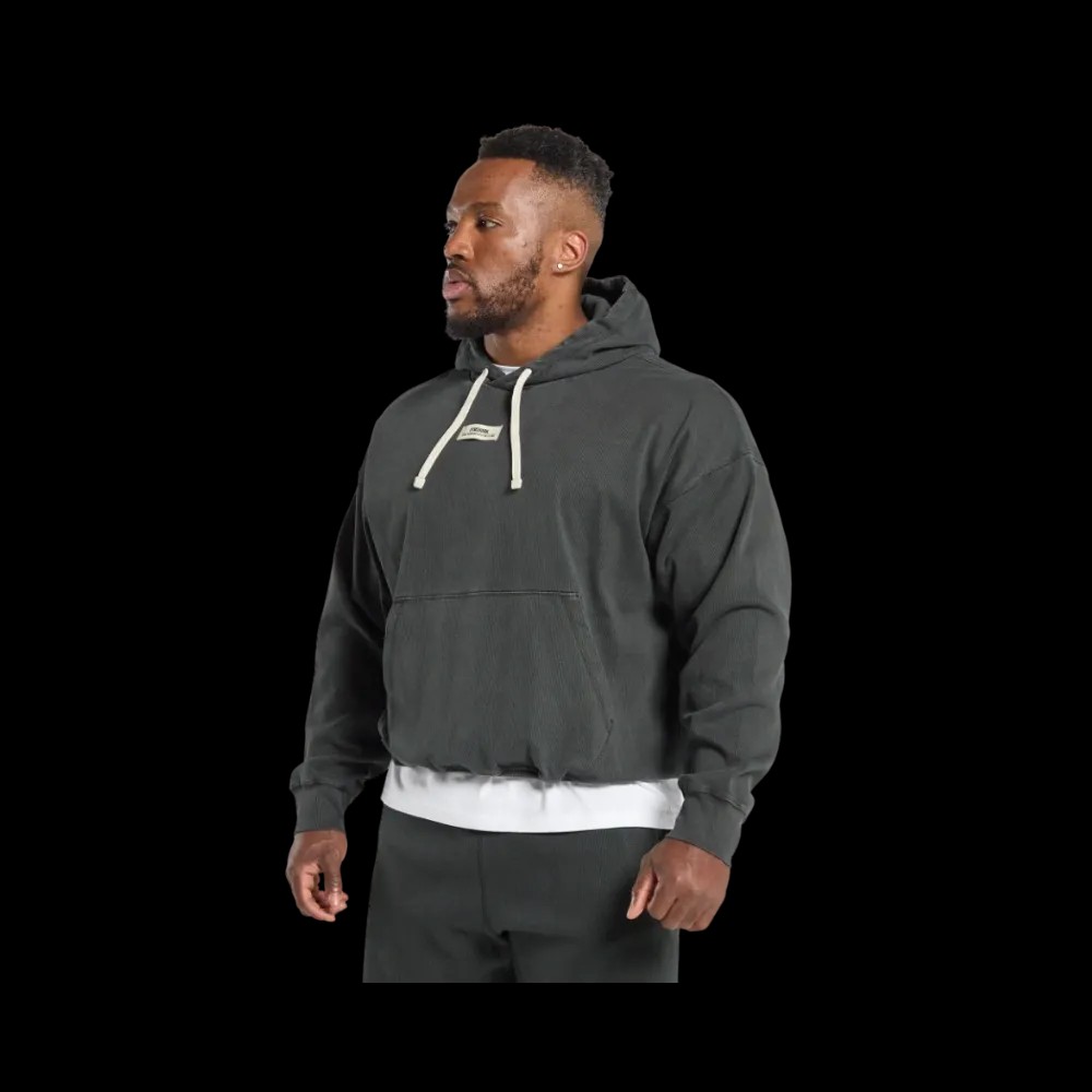 Gymshark Heavyweight Rib Hoodie Oversized Fit Asphalt Grey - HypeFly India View 3