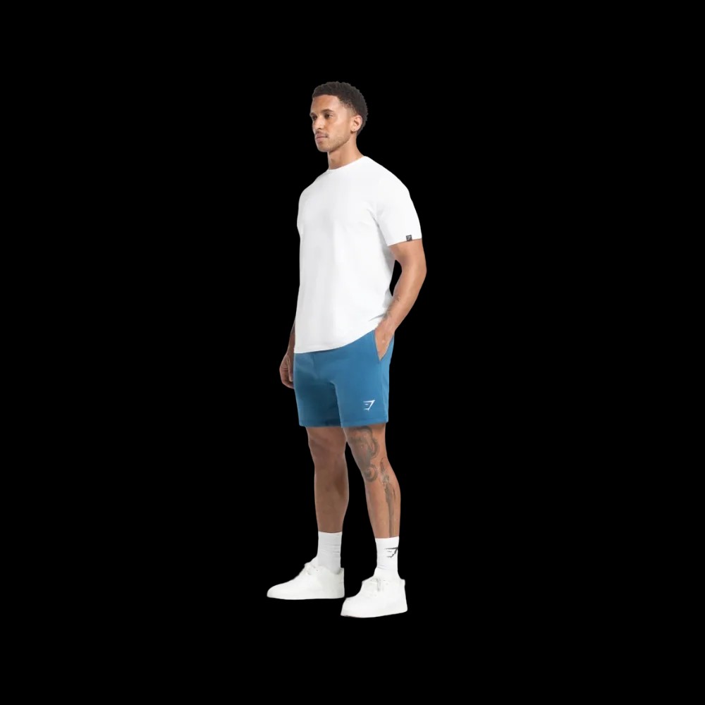Gymshark Crest 7" Shorts Slim Fit Success Blue - HypeFly India View 3