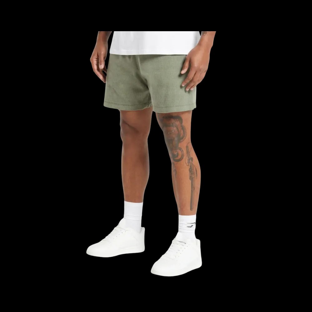 Gymshark Heavyweight Ribbed Shorts Oversized Fit Unit Green - HypeFly India View 3