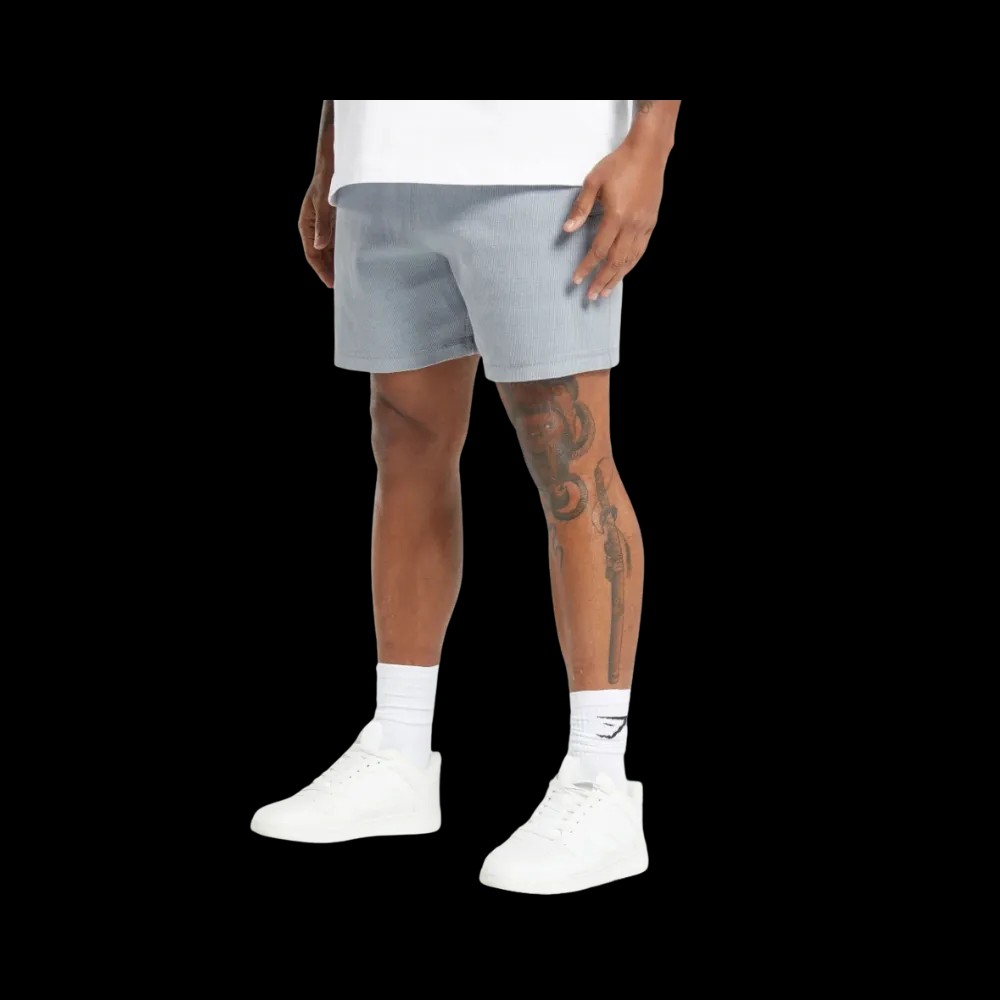 Gymshark Heavyweight Ribbed Shorts Oversized Fit Denim Grey - HypeFly India View 2