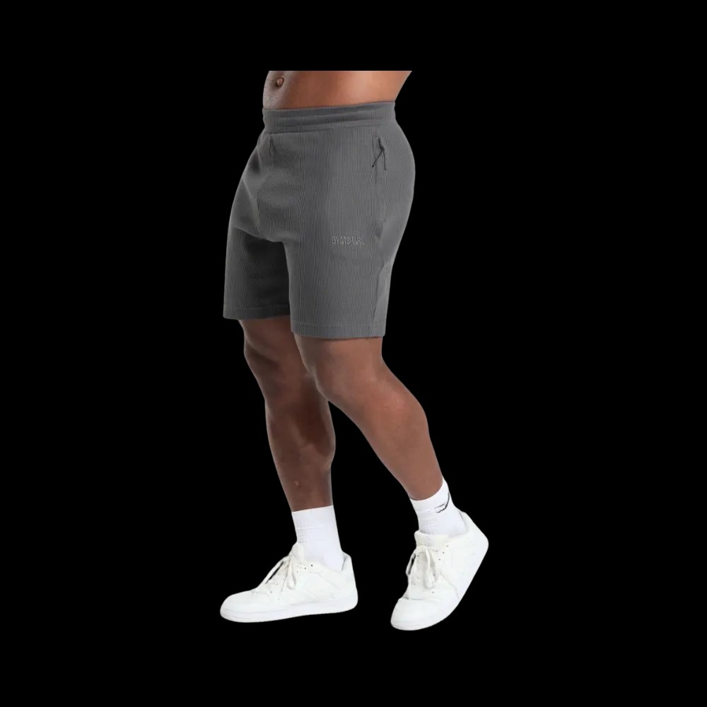 Gymshark Waffle Shorts Oversized Fit Onyx Grey - HypeFly India View 2