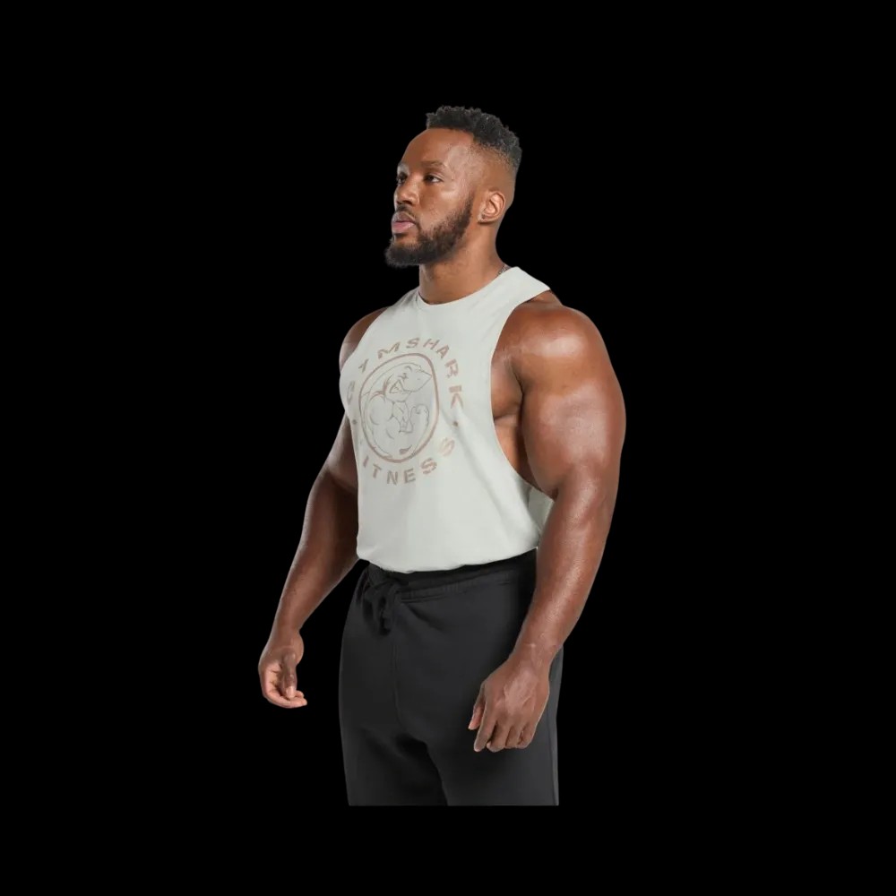 Gymshark Legacy Drop Arm Tank Slim Fit Stone Grey - HypeFly India View 5
