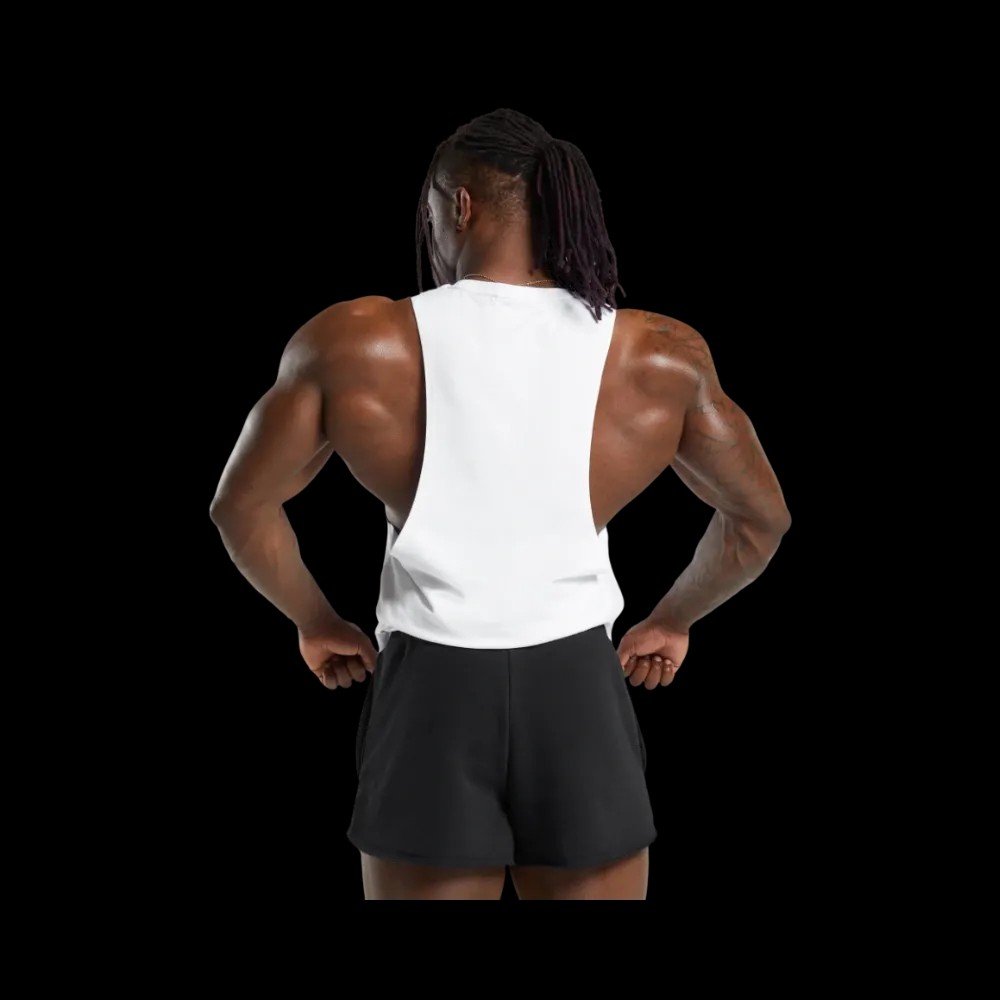 Gymshark Legacy Drop Arm Tank Slim Fit White - HypeFly India View 3