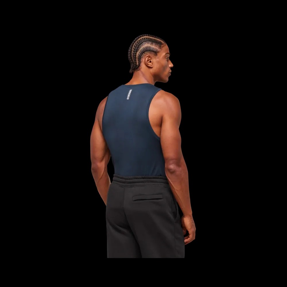Gymshark Geo Seamless Tank Slim Fit Navy/Heavy Blue - HypeFly India View 2