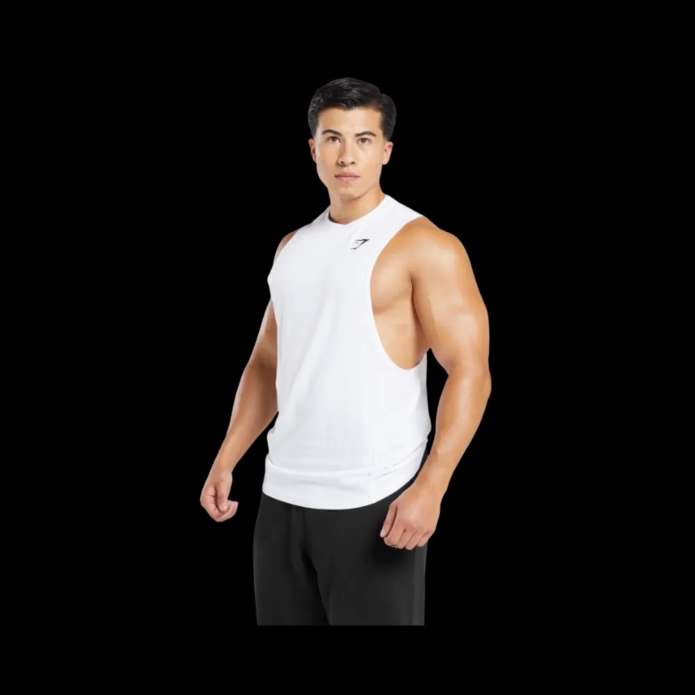 Gymshark React Drop Arm Tank Slim Fit White - HypeFly India View 2