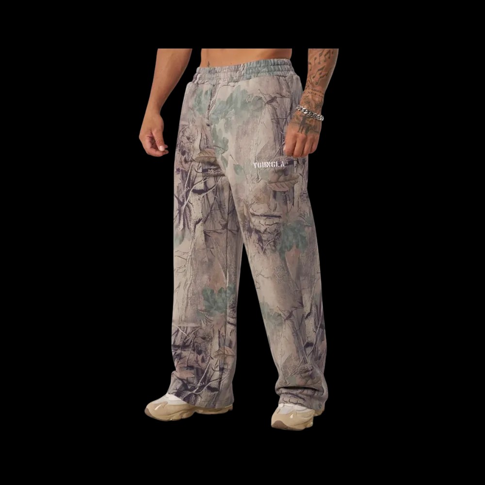 YoungLA Tree Camo Collection No Cuff Sweats Beige Tree Camo - HypeFly India View 1