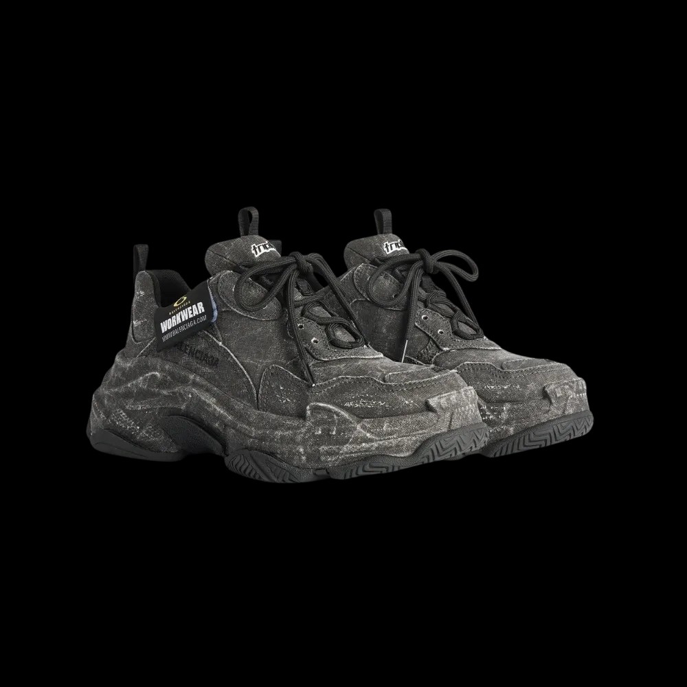 Balenciaga Triple S Canvas Sneaker In Black - HypeFly India View 5