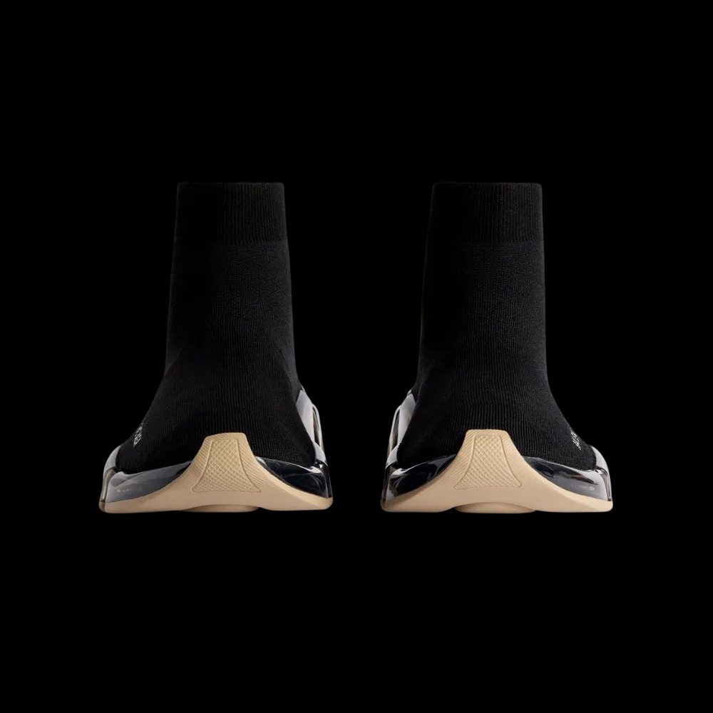 Balenciaga Speed 2.0 Full Clear Sole Recycled Knit Sneaker In Black - HypeFly India View 4