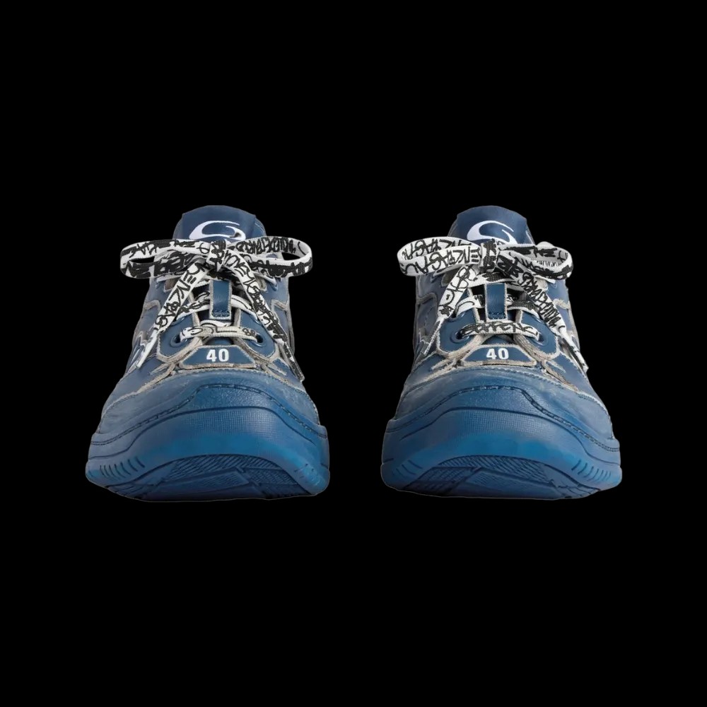 Balenciaga Hamptons Medium Worn-Out Sneaker In Navy - HypeFly India View 2