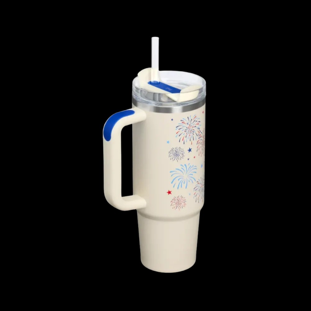 Stanley Quencher H2 0 Flowstate Tumbler Cream Royal Fireworks 30 OZ - HypeFly India View 2