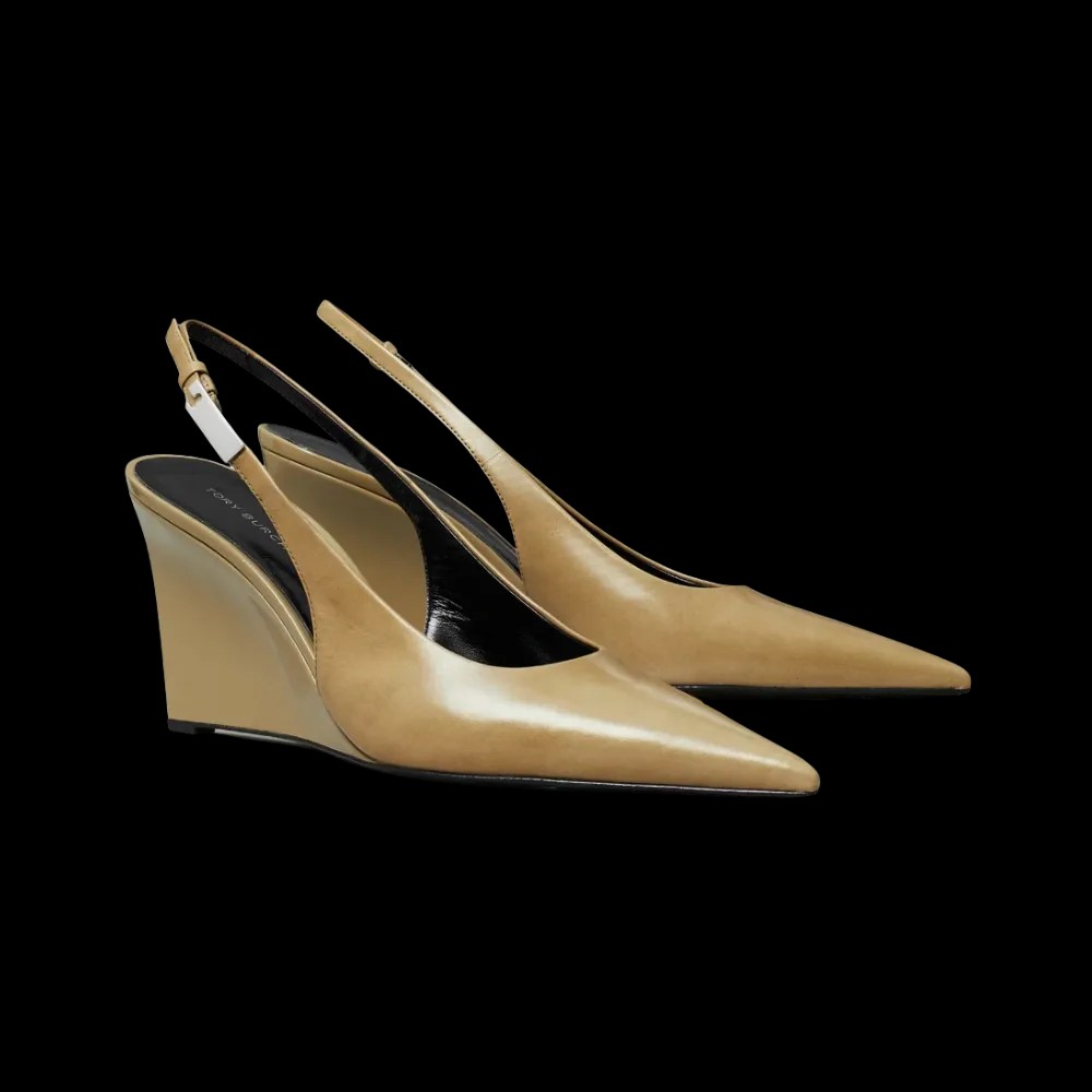 Tory Burch Gigi Slingback Wedge Burnt Honey - HypeFly India View 4