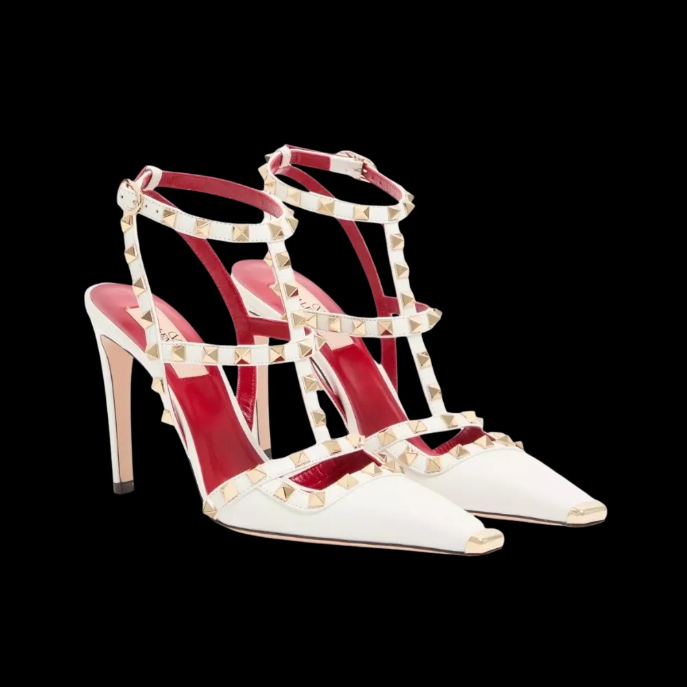 Valentino Rockstud Kidskin Pumps 100mm White - HypeFly India View 3