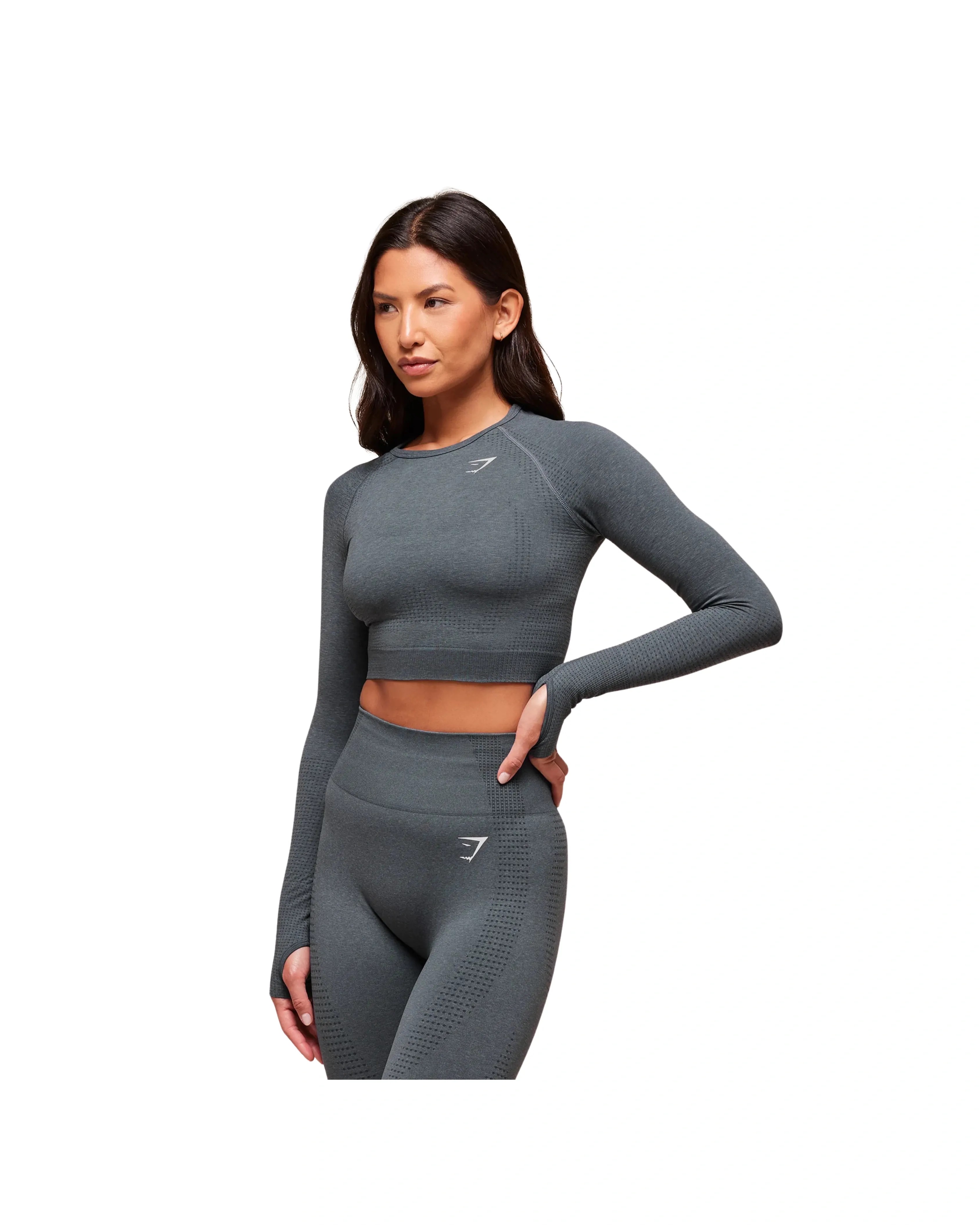 Gymshark Vital Crop Top Strong Grey Marl - HypeFly India View 4