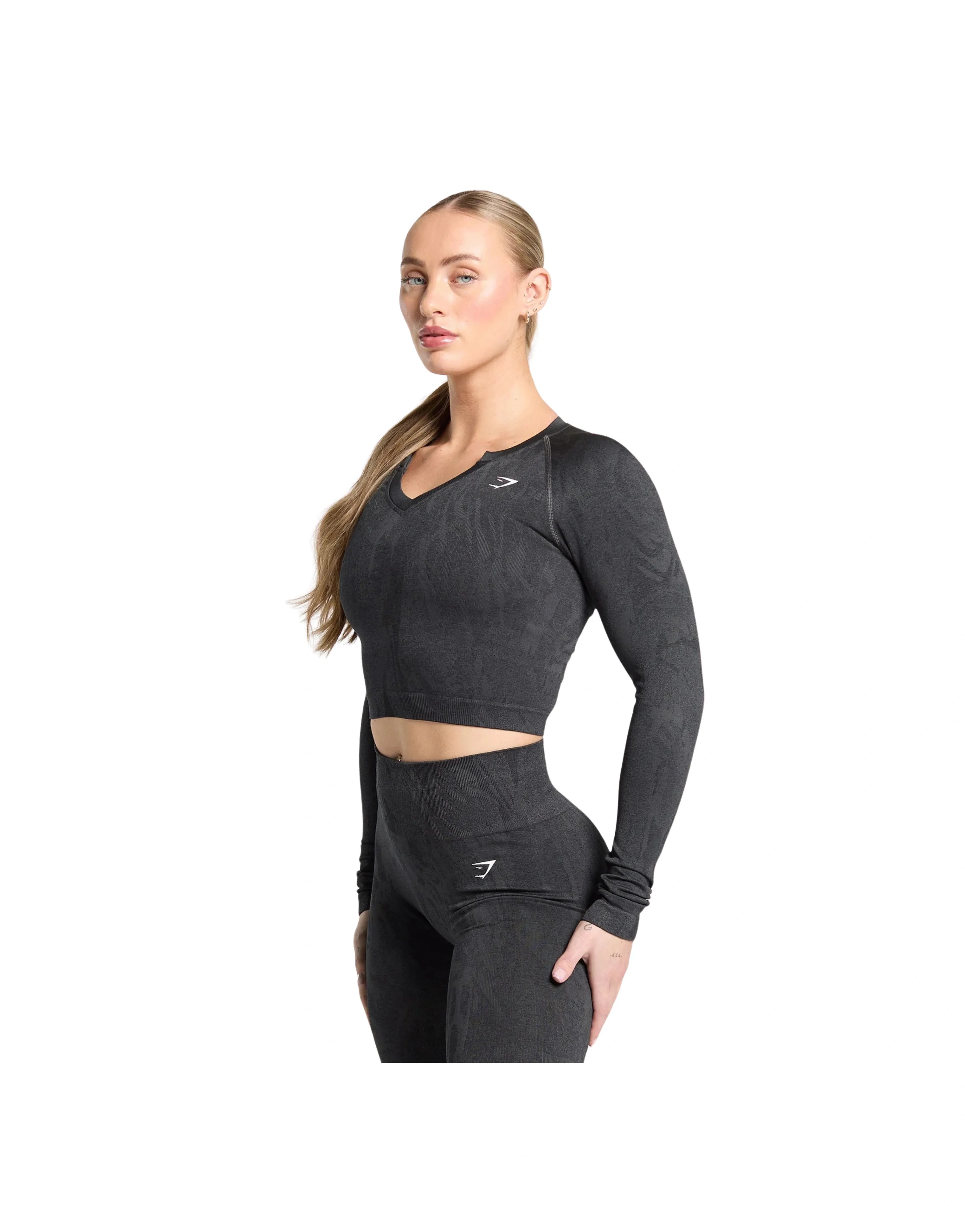 Adapt Camo Seamless Long Sleeve Top Body fit Asphalt Grey/Black - HypeFly India View 3