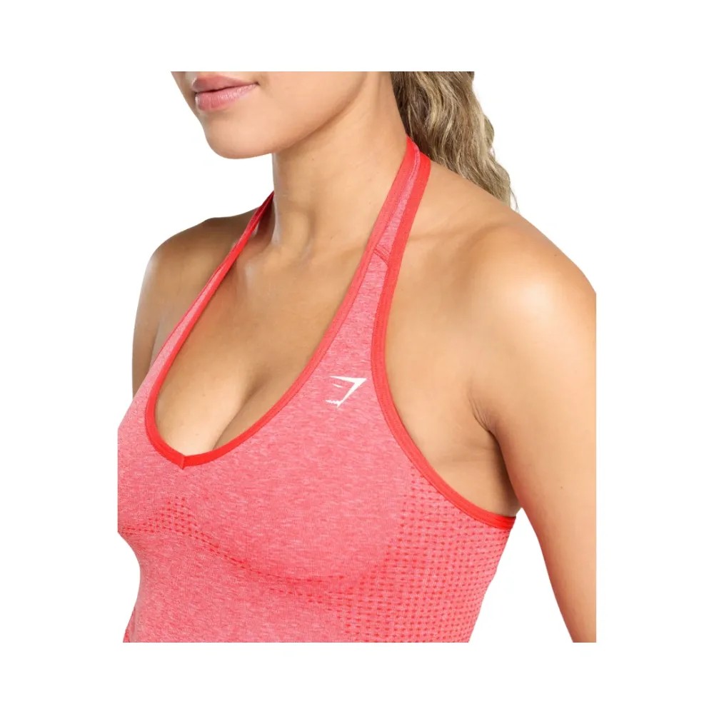 Gymshark Vital Halter Neck Tank With Shelf Crop Top Coral Red Marl - HypeFly India View 5