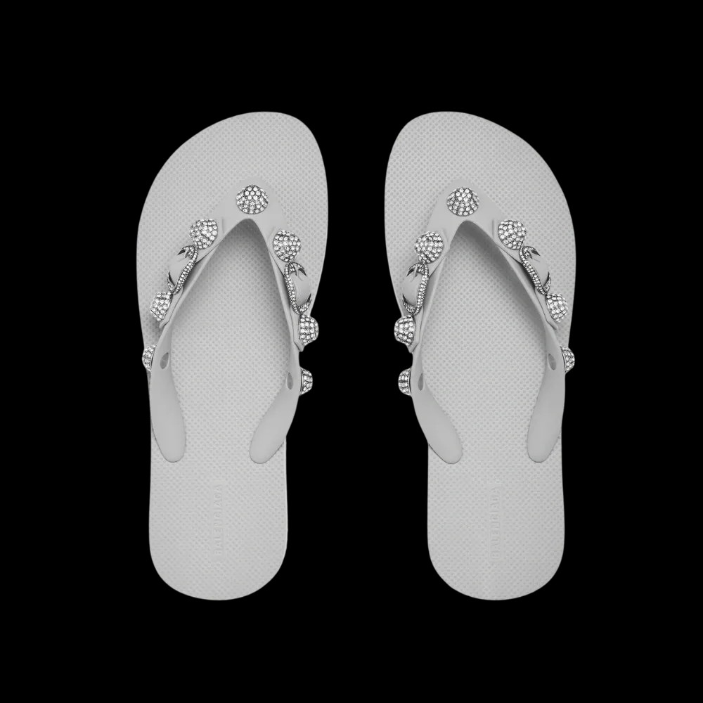 Balenciaga Cagole Thong Sandal In Crystal - HypeFly India View 5