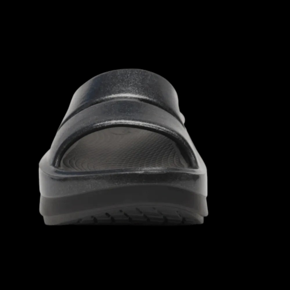 Oofos OOmega OOahh Stacked Sandal - Black Sparkle - HypeFly India View 4