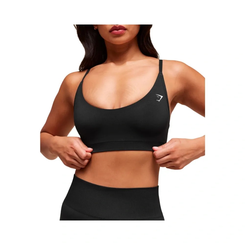 Gymshark Everyday Seamless Racerback Sports Bra - Light Support Black - HypeFly India View 5