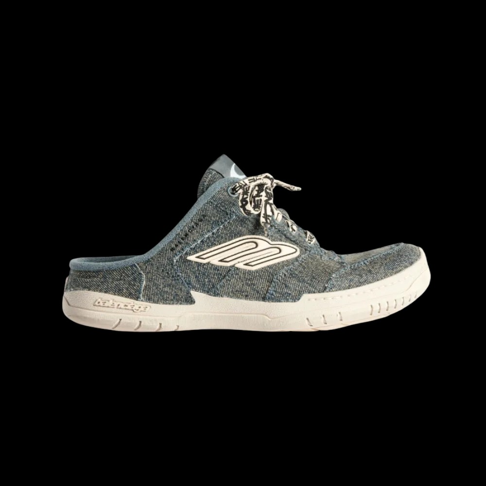 Balenciaga Hamptons Denim Mule In Off White - HypeFly India View 1