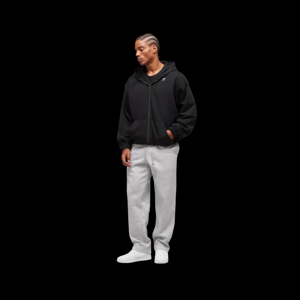 Gymshark Crest Straight Leg Joggers Light Grey Marl - HypeFly India View 4
