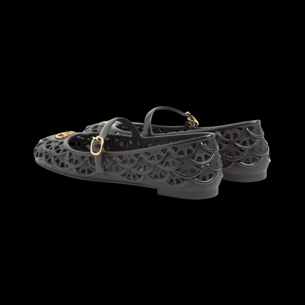 Valentino Ondette Rubber Ballerina With Scallop Pattern 05mm Black - HypeFly India View 5