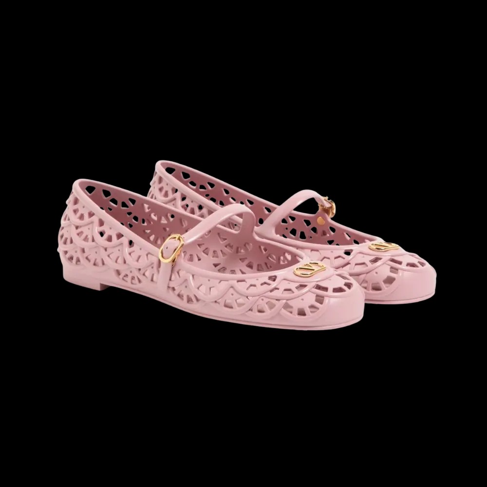 Valentino Ondette Rubber Ballerina With Scallop Pattern 05mm Pink - HypeFly India View 3