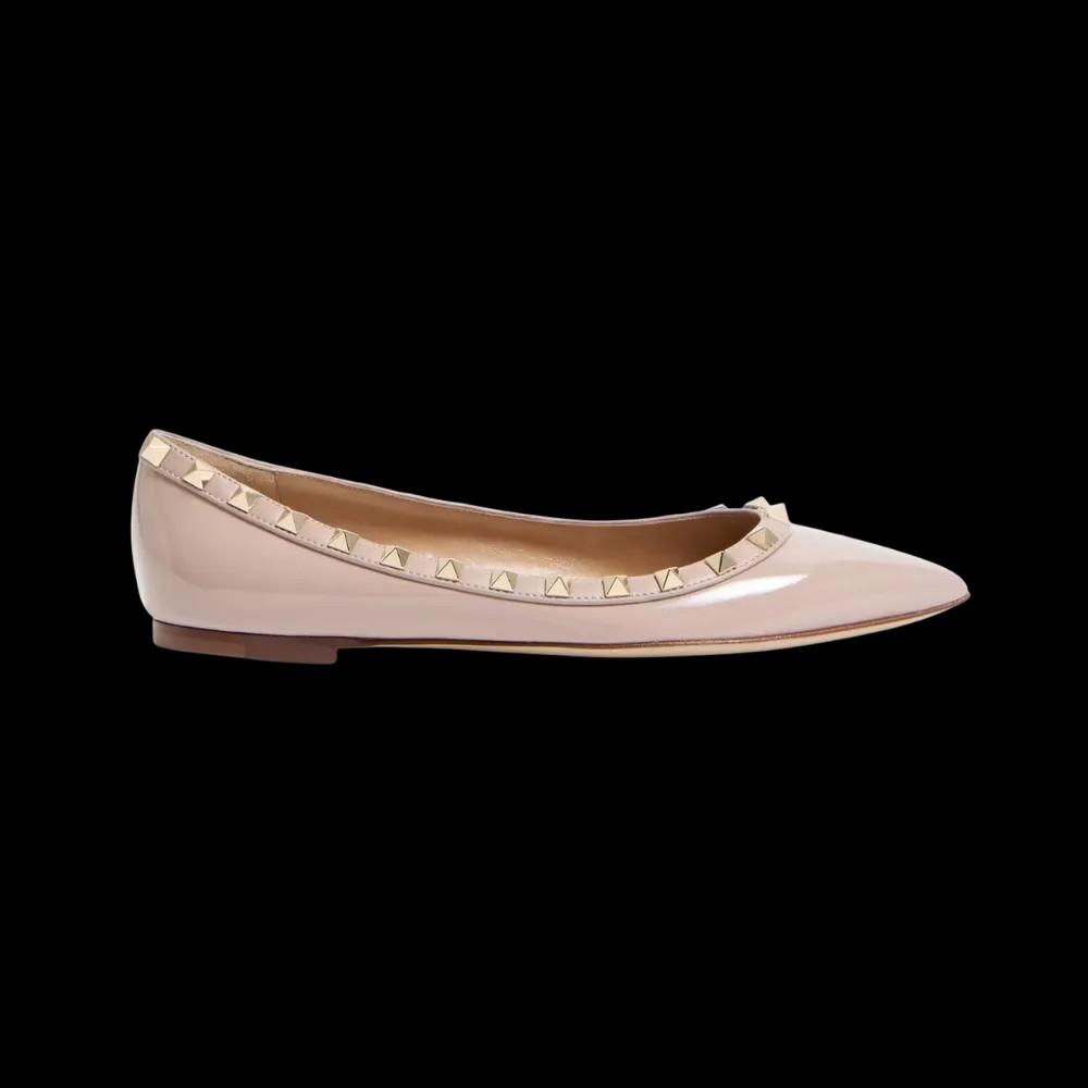 Valentino Patent Rockstud Ballet Flat Poudre - HypeFly India View 1