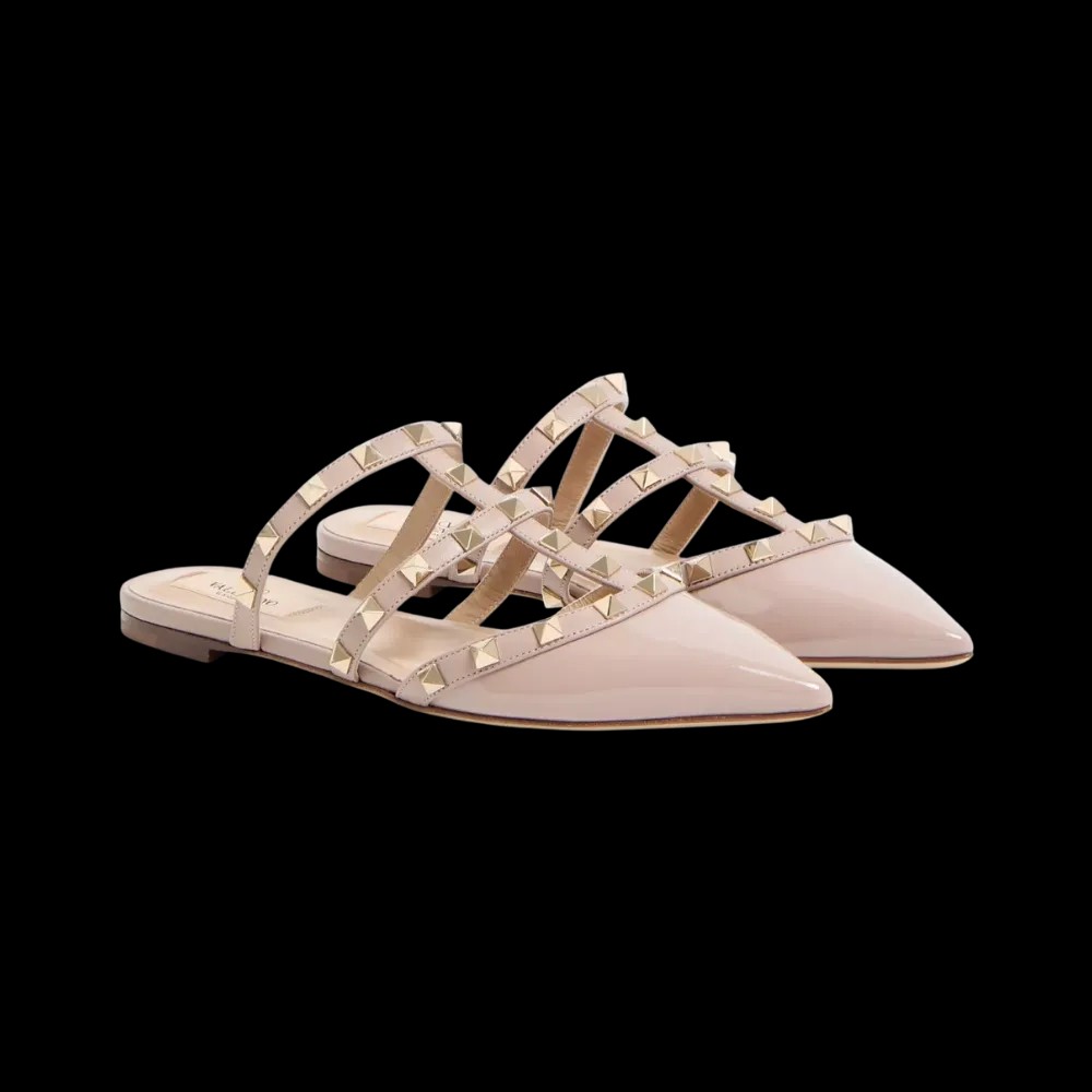 Valentino Patent Rockstud Ballet Mule Poudre - HypeFly India View 3